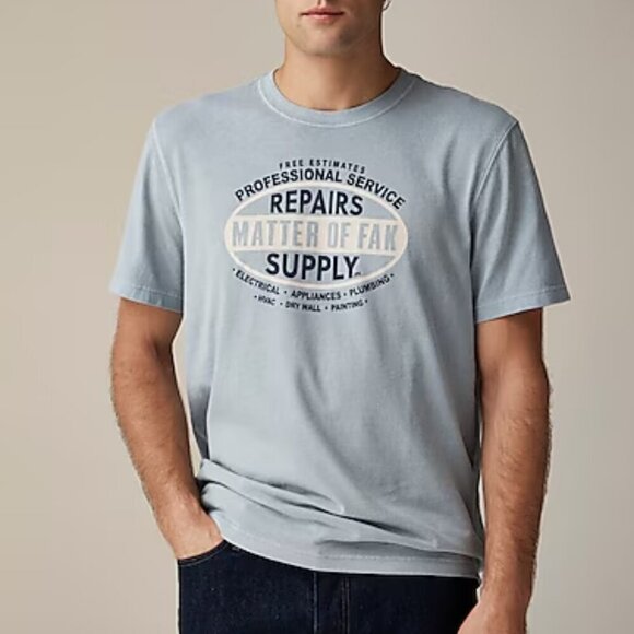 J. Crew Men's FX's The Bear X J.Crew Graphic Vintage-Wash T-Shirt Blue M NWT - Picture 1 of 7